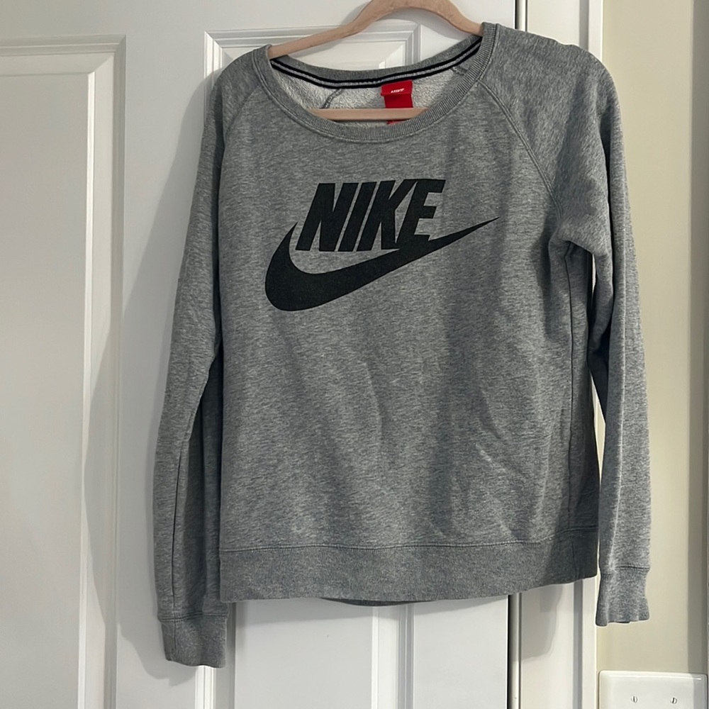 Nike Gray Crewneck Sweatshirt with Black Logo